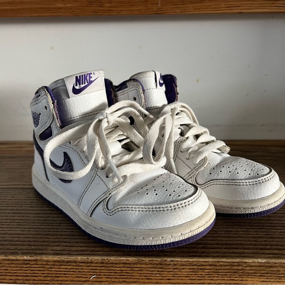 Air Jordan 1 Retro High Size 12 Kids Court Purple White - Picture 3 of 7